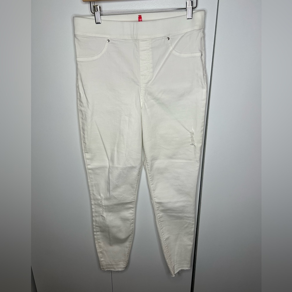 SPANX DISTRESSED SKINNY WHITE JEAN SIZE LARGE
